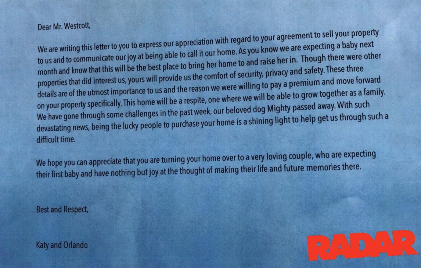 katy perry letter