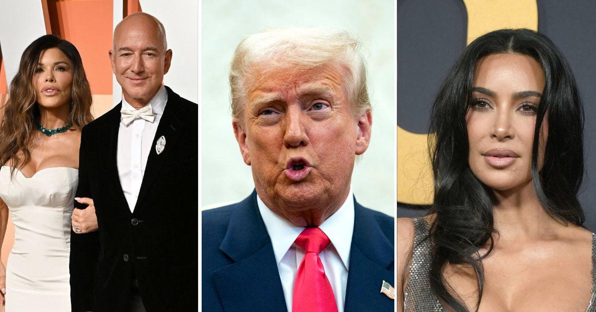 Composite photo of Jeff Bezos, Donald Trump and Kim Kardashian