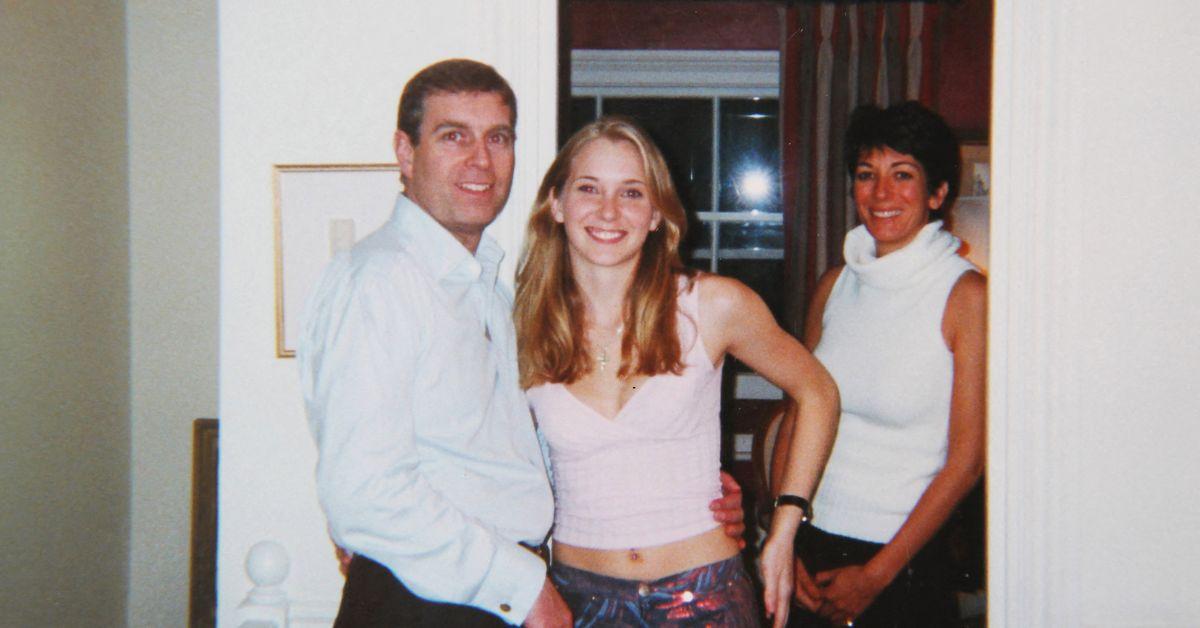 Photo of Prince Andrew, Virginia Giuffre and Ghislaine Maxwell