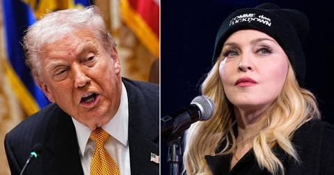 Split photos of Madonna and Donald Trump