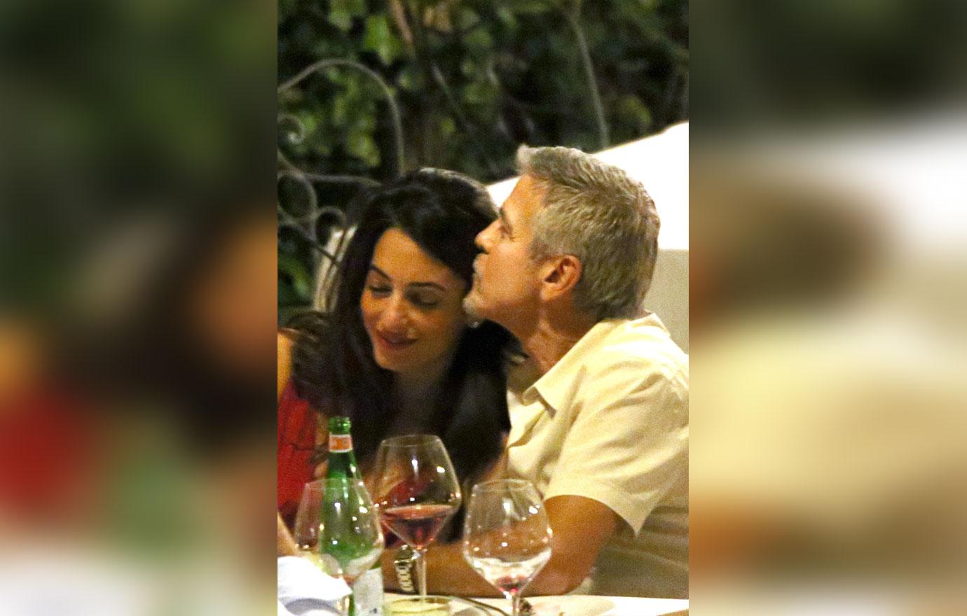 //Amal clooney red top date george