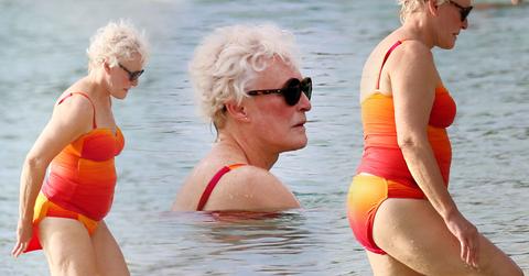 Glenn Close Takes Dip In Caribbean Ocean Holiday Pics