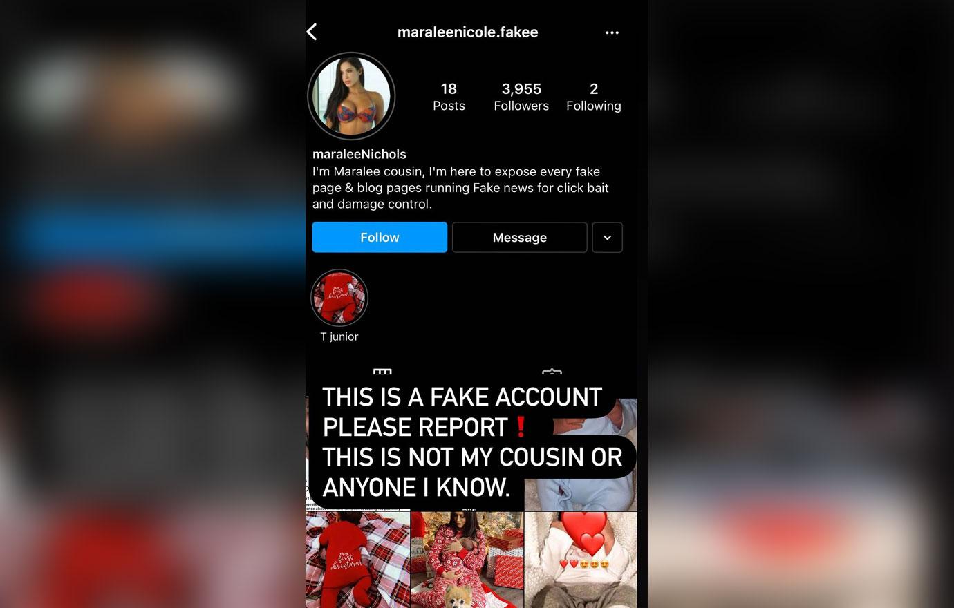 tristan thompson baby mama maralee nichols imposters cousin fake instagram account