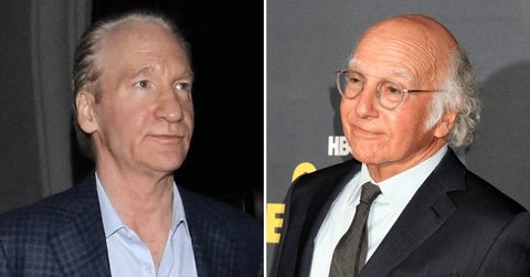 Split photo of Bill Maher, Larry David