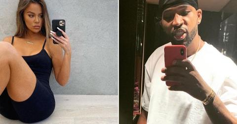 khloe kardashian upset phone driving first photo tristan thompson cheated baby pp