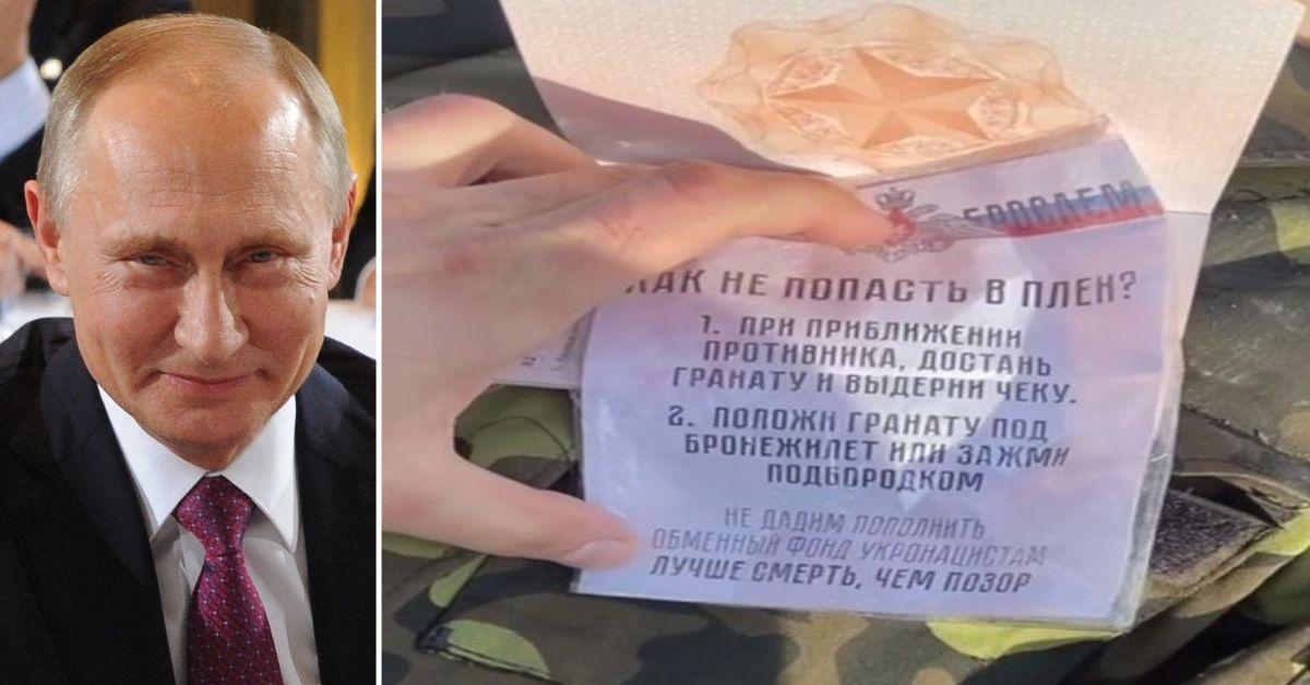 Putin’s Manifesto: Note Found Tells of Suicide Instructions if Captured