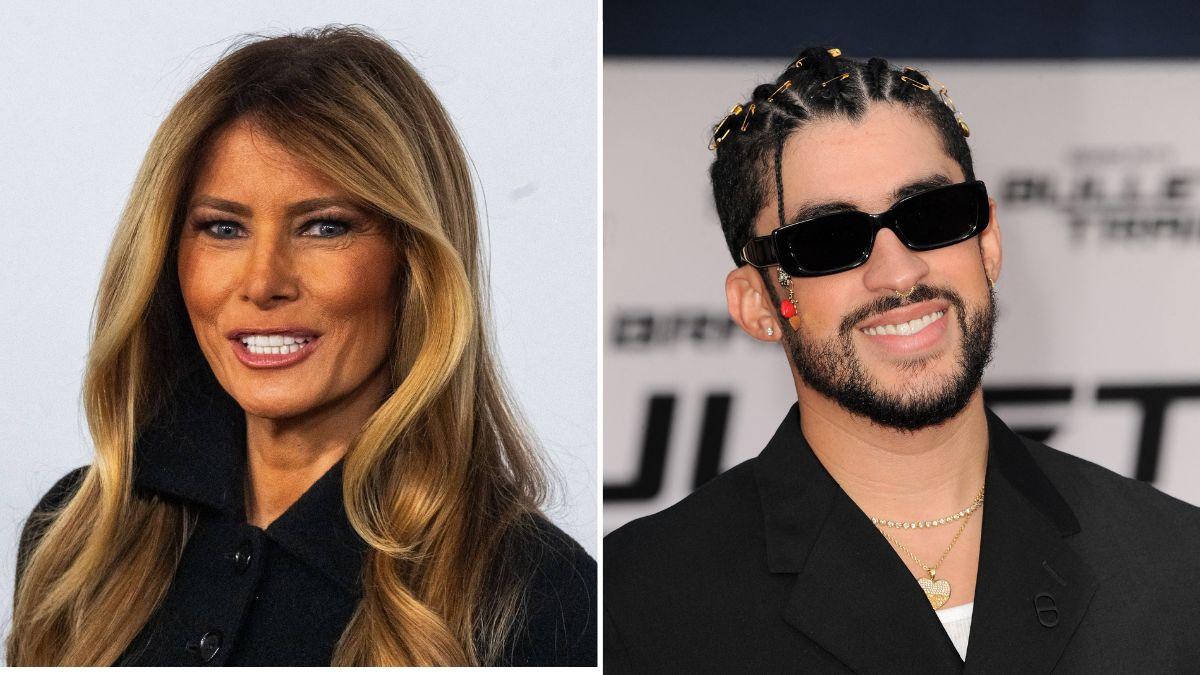 split image of Melania Trump and Bad Bunny