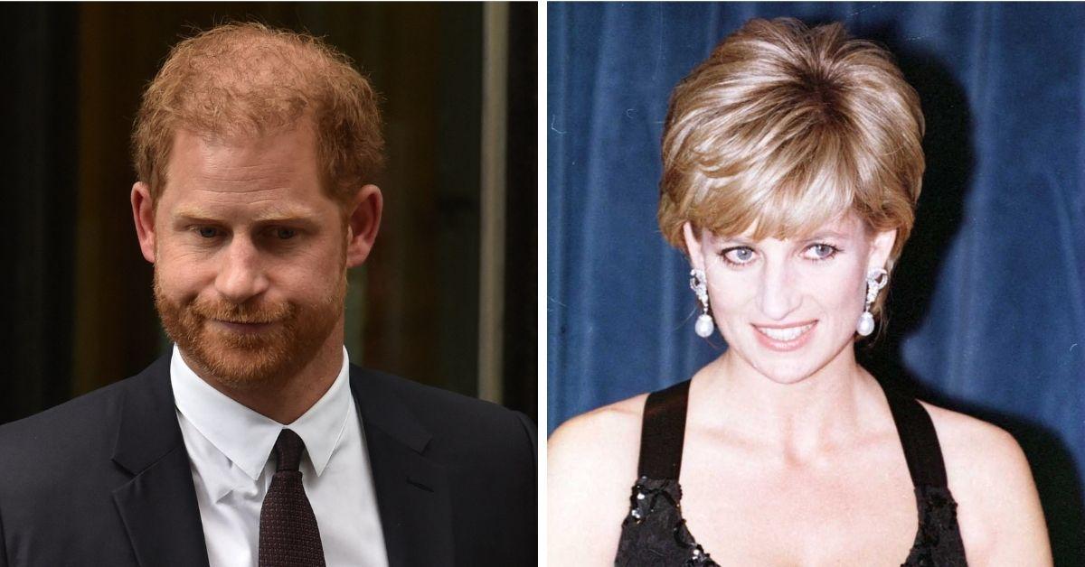 Split photo of Prince Andrew and Princess Diana