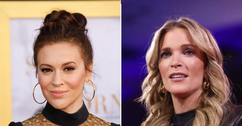 A photo of Alyssa Milano alongside a photo of Megyn Kelly