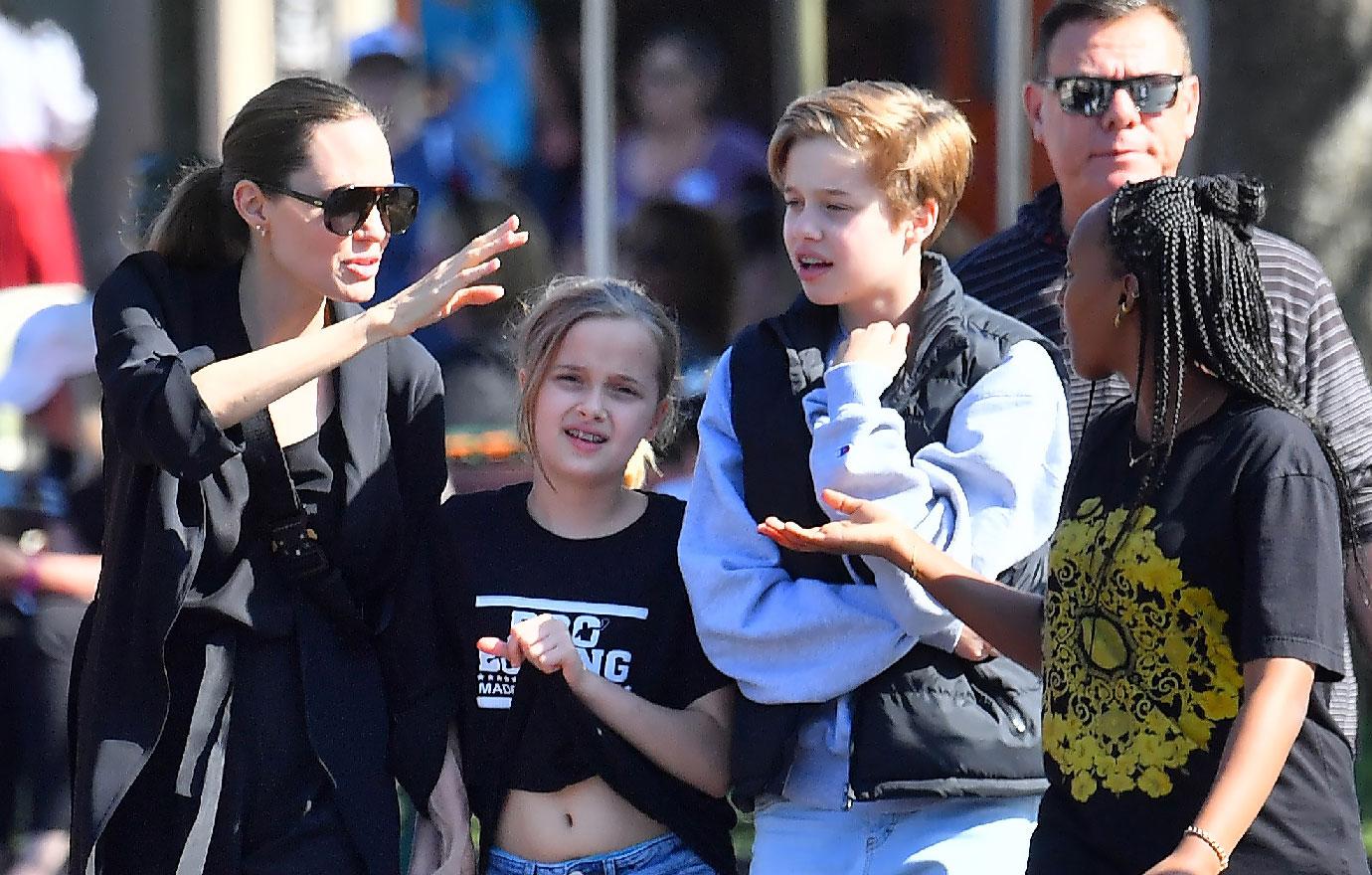 Angelina Jolie Takes Kids To Disneyland After Maddox College