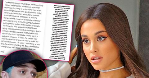 Ariana Grande Reacts Pete Davidson Suicide Bullying Message