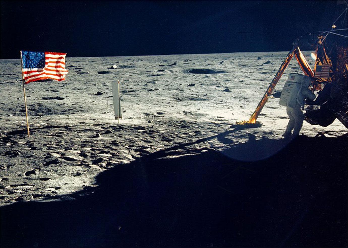 One of the few photographs of Neil Armstrong on the moon shows him working on his space craft on the lunar surface. The 30th anniversary of the Apollo 11 Moon landing mission is celebrated July 20, 1999.