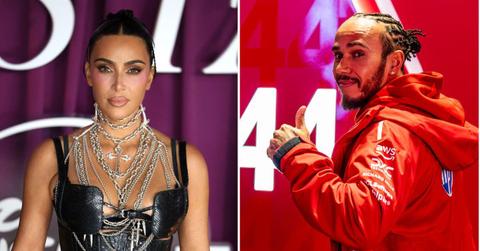 Split photo of Kim Kardashian and Lewis Hamilton