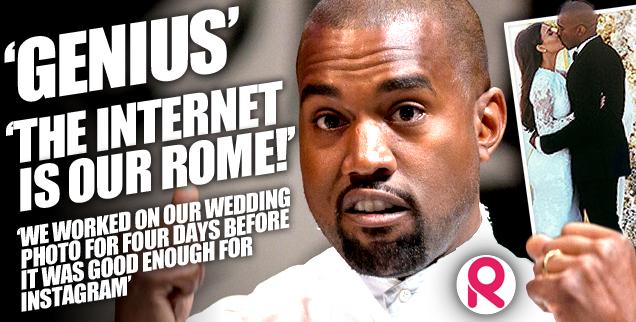 //kanye west rants again kim kardashian wedding genius photos instagram internet new rome wide