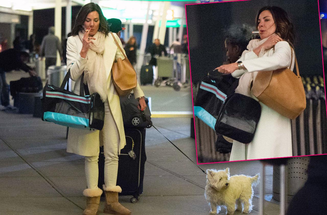 Luann De Lesseps Smokes Cigarette Flight NYC