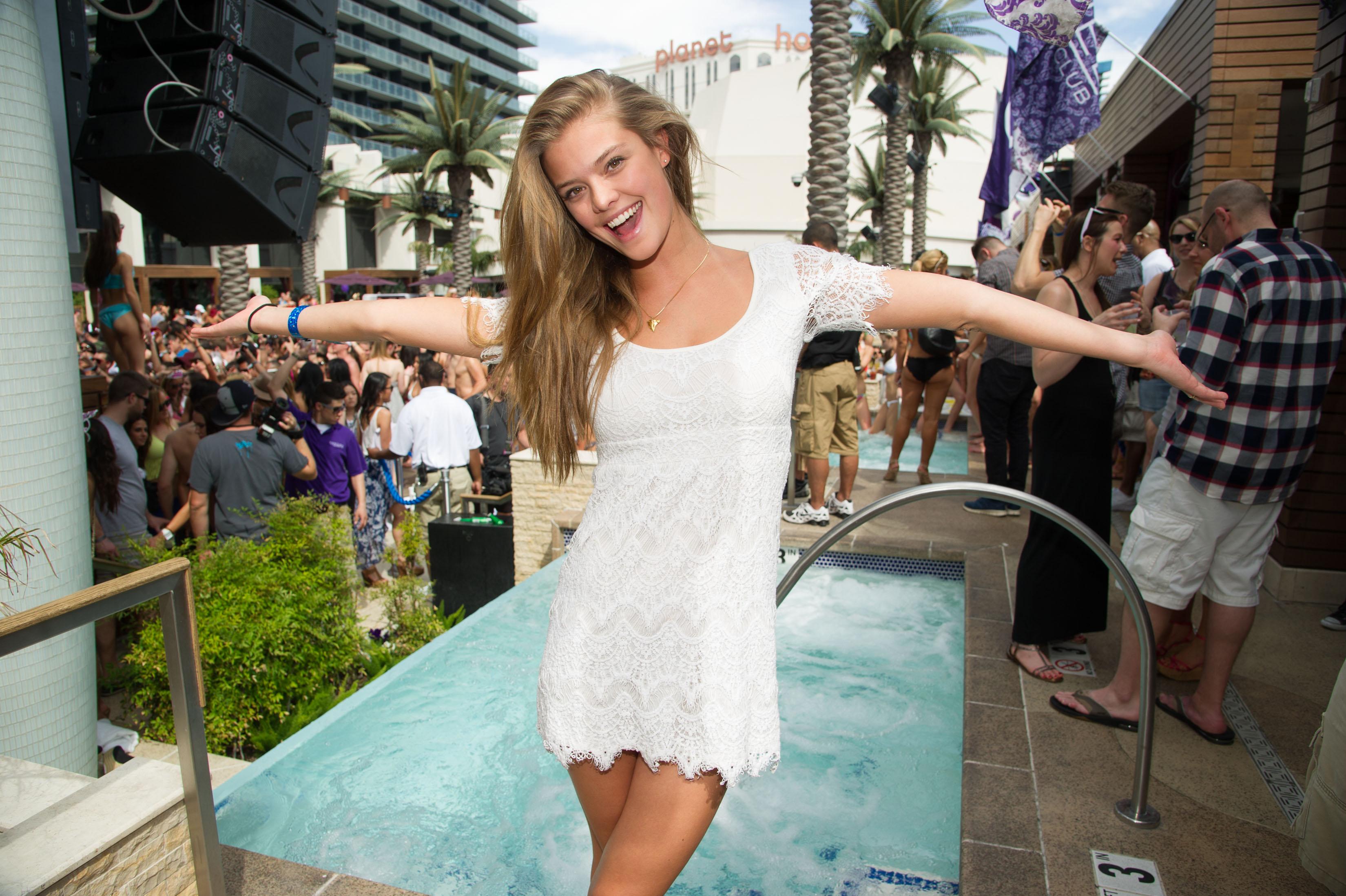 //nina agdal by the pool at the marquee dayclub season opening