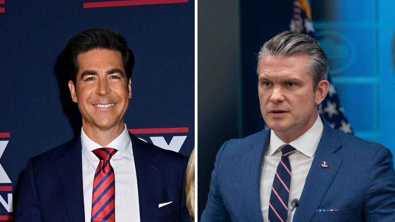 Split image of Jesse Watters and Pete Hegseth