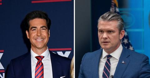 Split image of Jesse Watters and Pete Hegseth