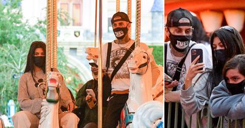 kourtney kardashian and travis barker take their modern family on a fun day out at disneyland rd