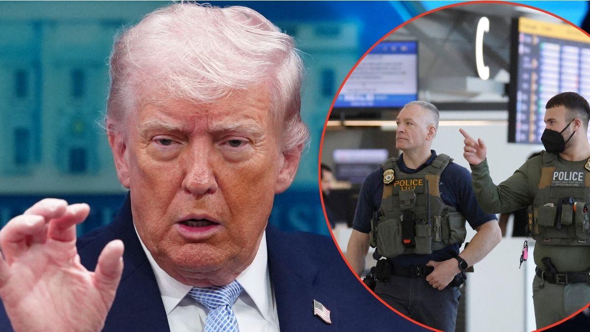 Photo of Donald Trump and ICE Agents