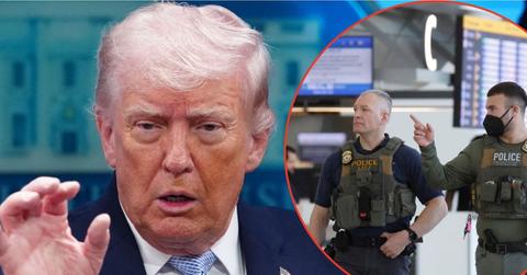 Photo of Donald Trump and ICE Agents