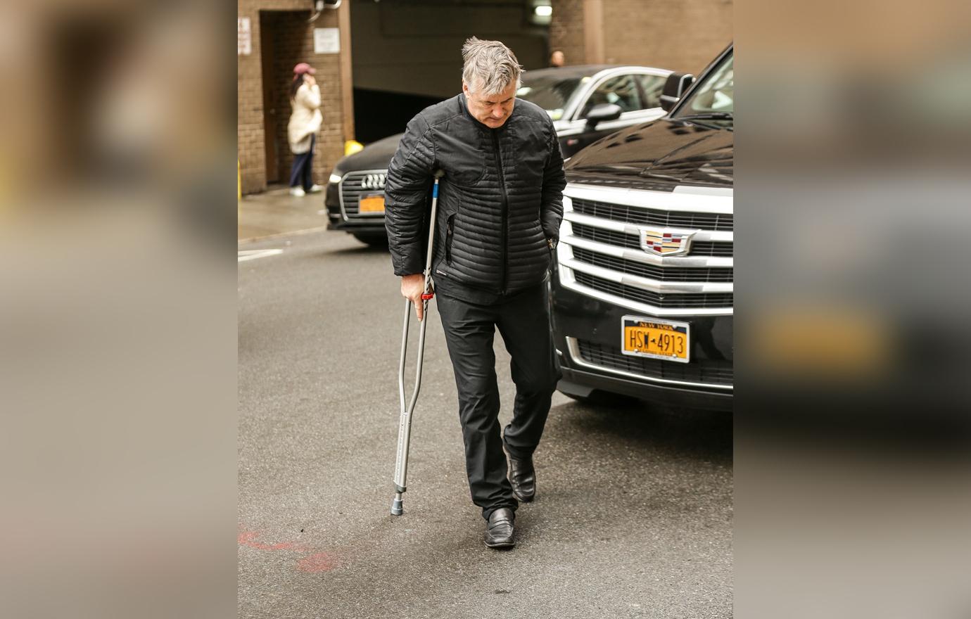 Alec Baldwin Crutches Hospital