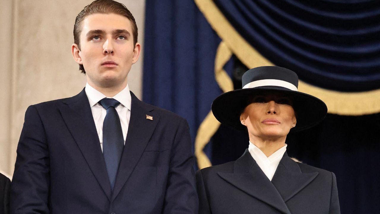 A photo of Barron and Melania Trump