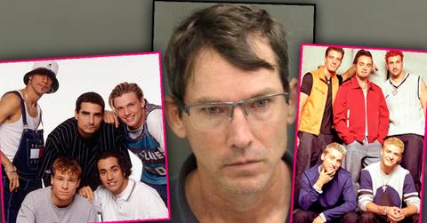 Inset of Group Shot of Boy Band Backstreet Boys with Mugshot of Charles Edwards and another Inset Group Shot of Boy Band N'Sync