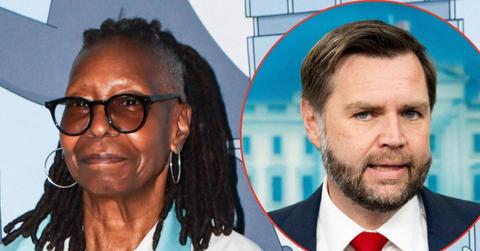 Split image of Whoopi Goldberg and JD Vance