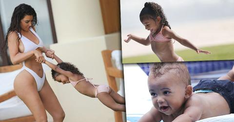 im kardashian saint west north west mexico vacation pool pics