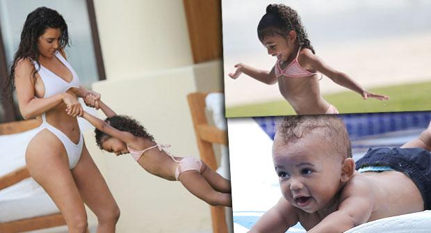 im kardashian saint west north west mexico vacation pool pics