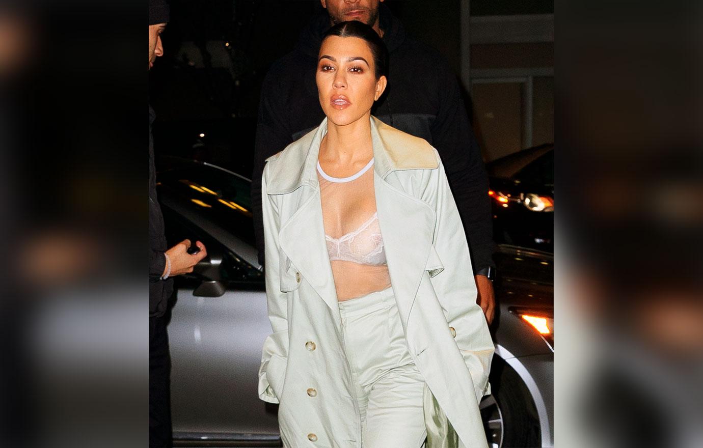 Kim Kardashian Vs. Kourtney's Bra With Blazer Look Pics — See