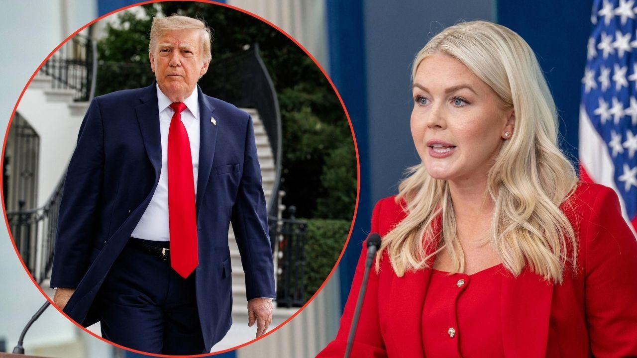 Split image of Karoline Leavitt and Donald Trump