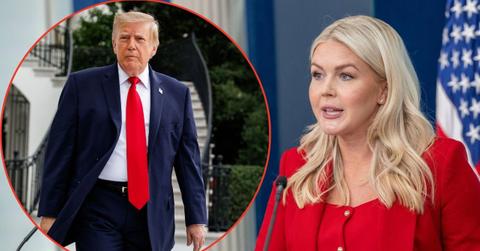 Split image of Karoline Leavitt and Donald Trump