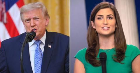 A photo of Donald Trump alongside a photo of Kaitlan Collins