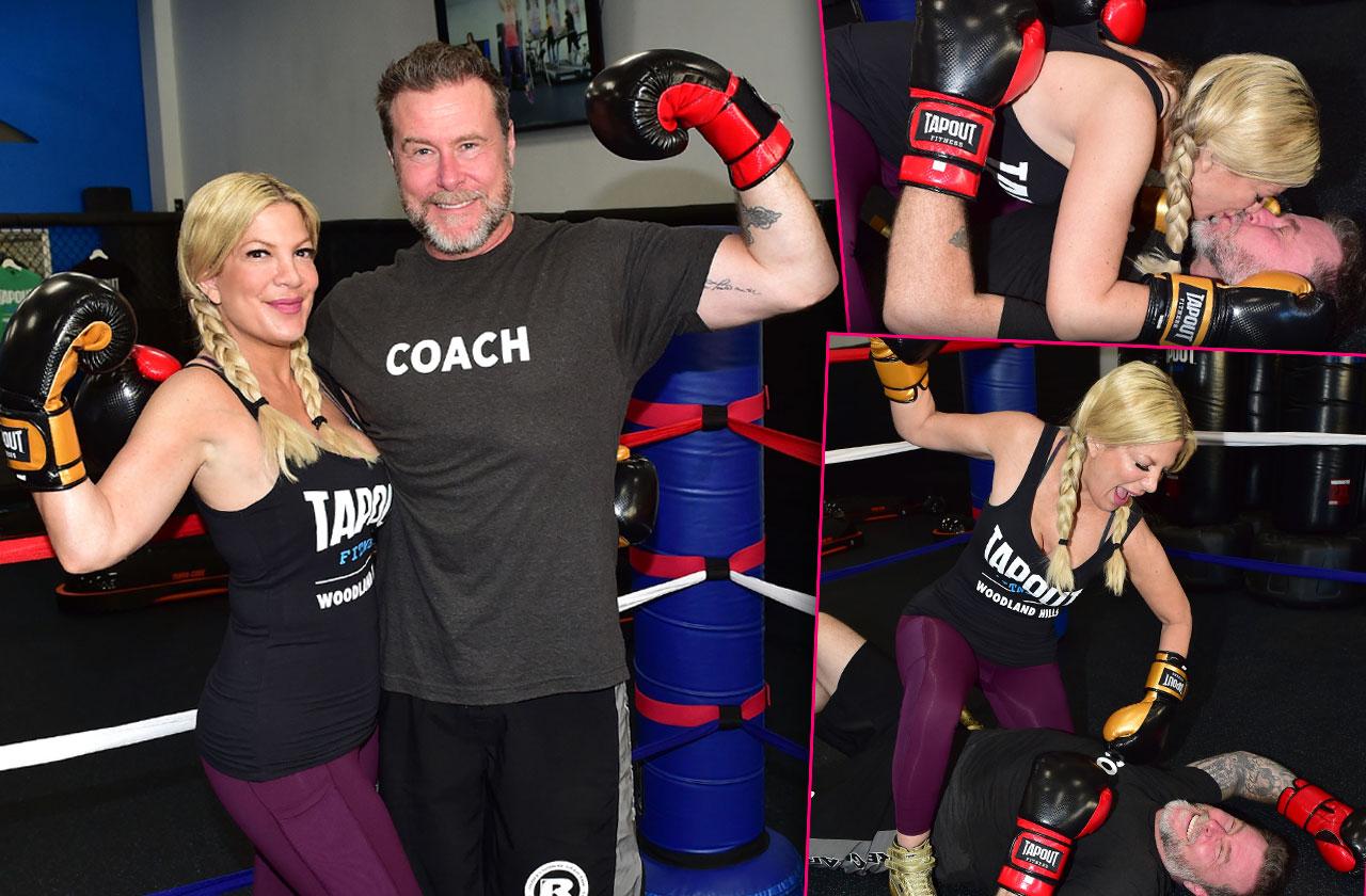 Tori Spelling Supports Dean McDermott Boxing Event