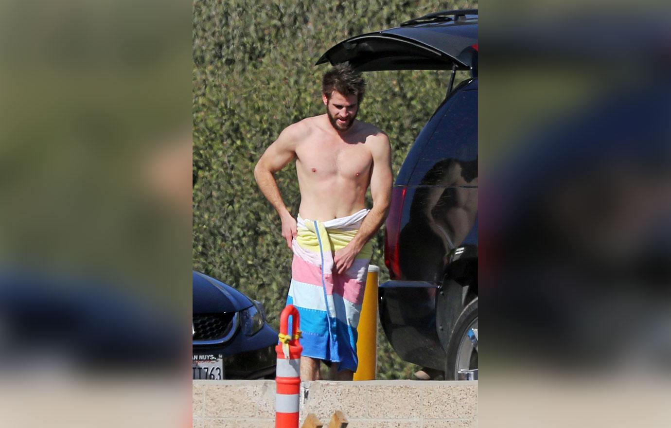 Liam Hemsworth Goes Shirtless In Steamy New Beach Photos