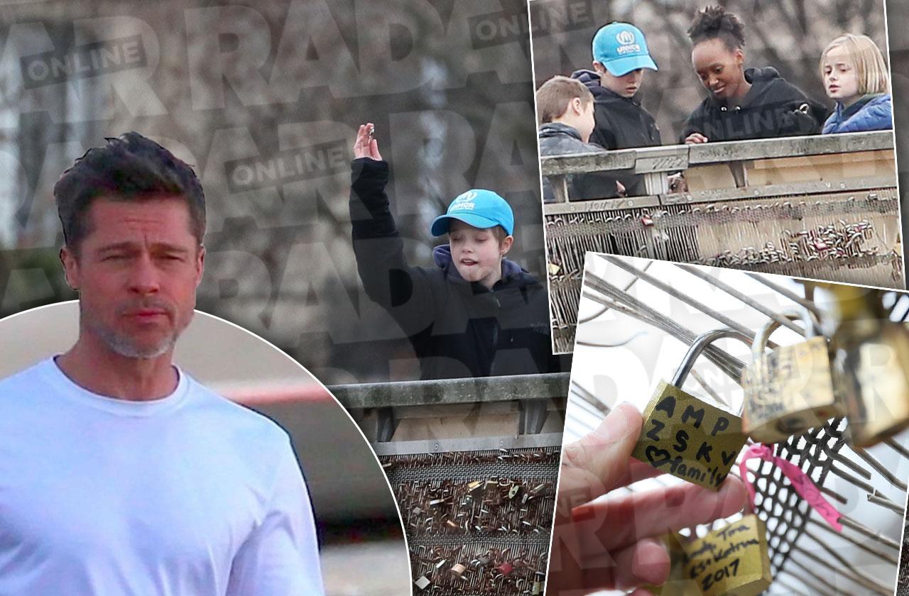 //brad pitt kids leave dads name off paris love lock pp