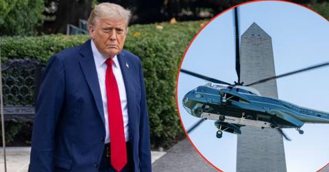 President Trump was onboard Marine One when the helicopter got too close to a commercial jet.