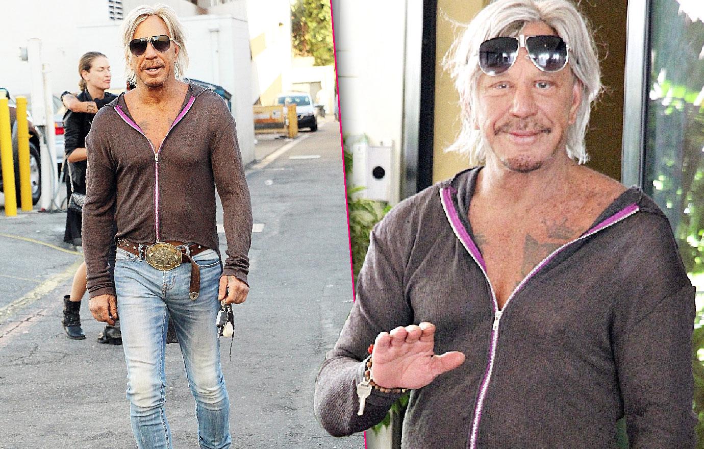 Unrecognizable Mickey Rourke Shows Manhood And Midriff