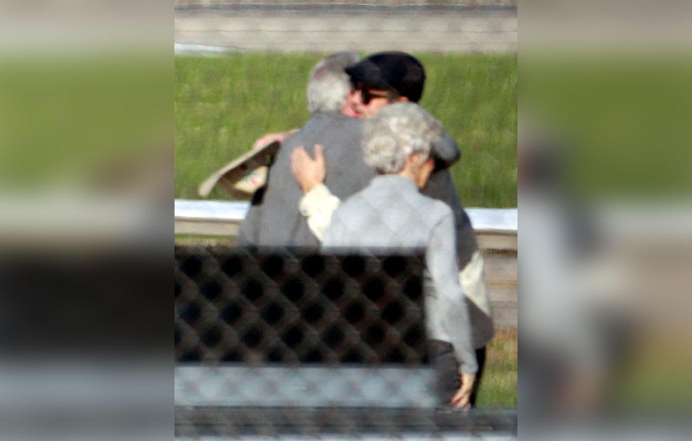 Brad Pitt hugging his parents in Missouri