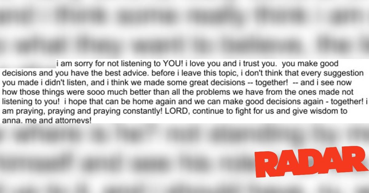 Josh Duggar lamented trusting his father's opinions in the email.