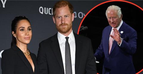 Split photos of King Charles, Prince Harry and Meghan Markle