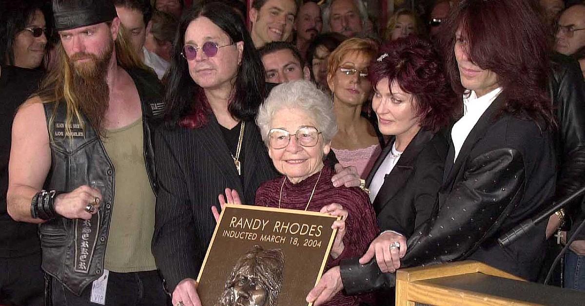 Delores Rhoads speaks as Randy Rhoads ceremony posthumously inducting guitarist Randy Rhodes into Hollywood's Rockwalk in 2004