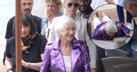 //helen mirren falls down at cannes film festival pp
