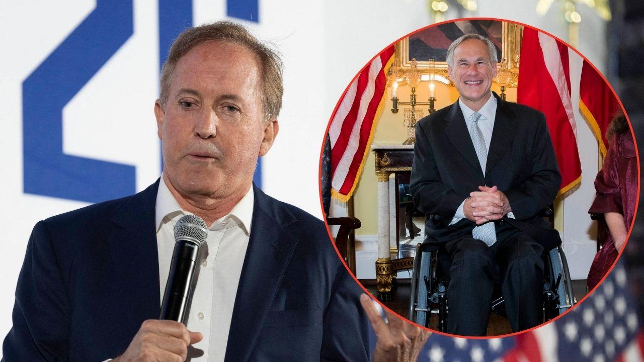 Split image of Ken Paxton and Greg Abbot
