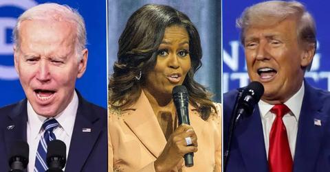 Composite photo of President Joe Biden, former first lady Michelle Obama, and former president Donald Trump