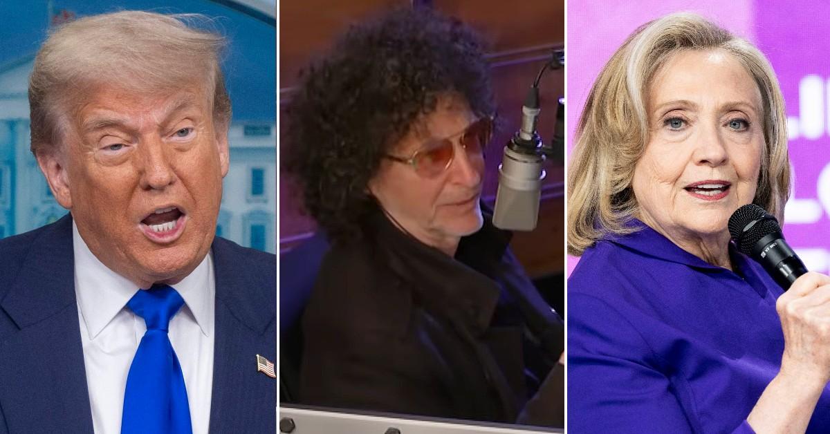 Split photo of Donald Trump, Howard Stern, Hillary Clinton