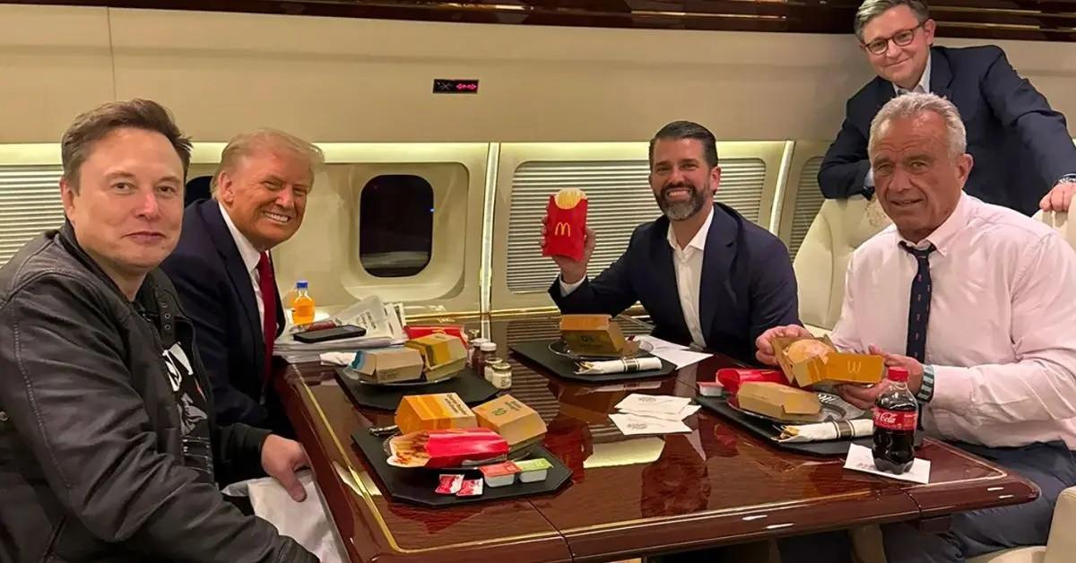 donald trump, elon musk, rfk jr., don jr. and fast food to go