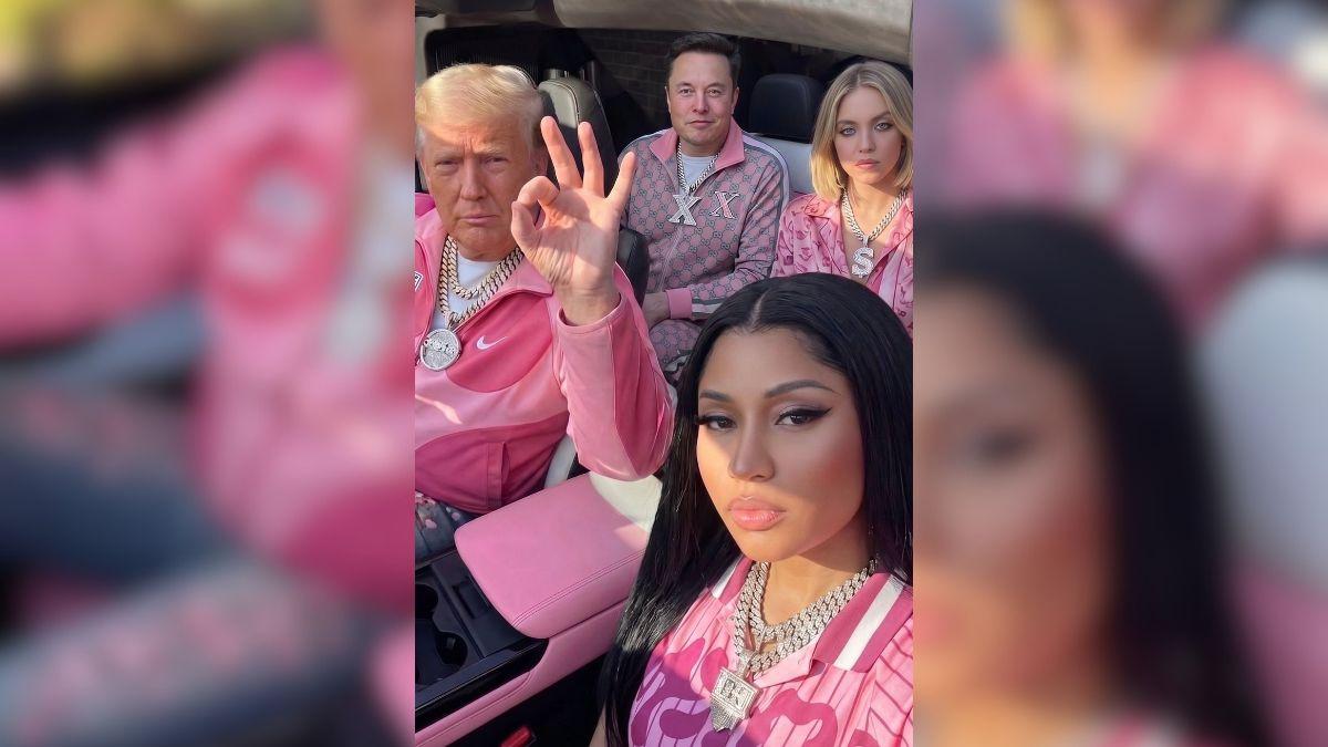 An AI photo of Donald Trump, Nicki Minaj, Elon Musk, and Sydney Sweeney